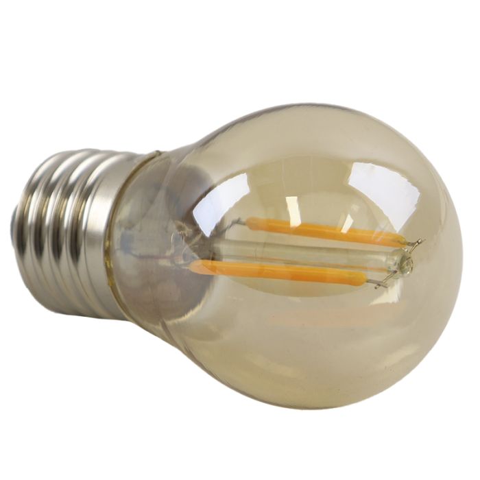 Olucia bombilla LED filamento E27 regulable Melchis, ámbar, P45, 2W, 2200K