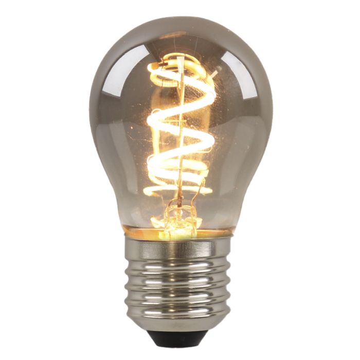 Olucia bombilla LED filamento E27 regulable Tuelo, gris, P45, 4W, 2200K