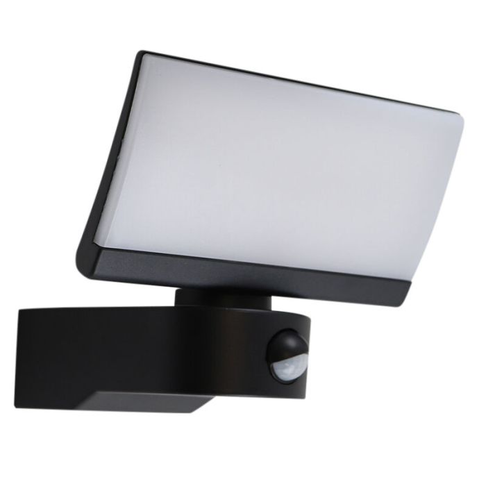 Aplique exterior con sensor de movimiento negro moderno, Leonie, 24W, 3000K LED, IP54
