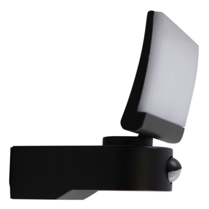 Aplique exterior con sensor de movimiento negro moderno, Leonie, 24W, 3000K LED, IP54
