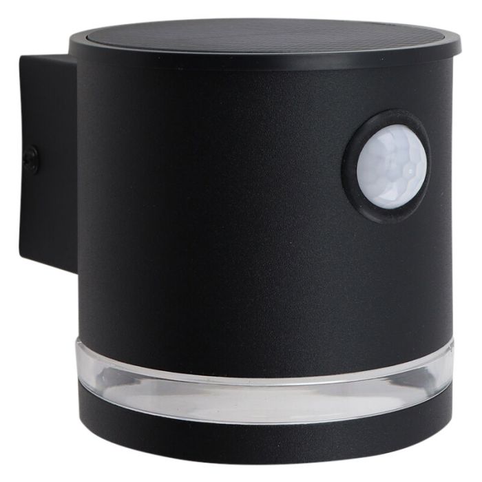 Aplique solar exterior negro moderno, Tommy, 1W, 2700K LED, IP54