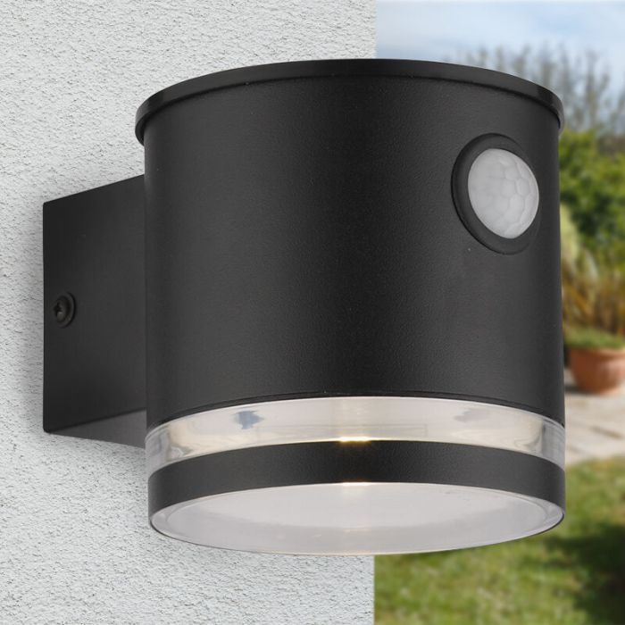 Aplique solar exterior negro moderno, Tommy, 1W, 2700K LED, IP54