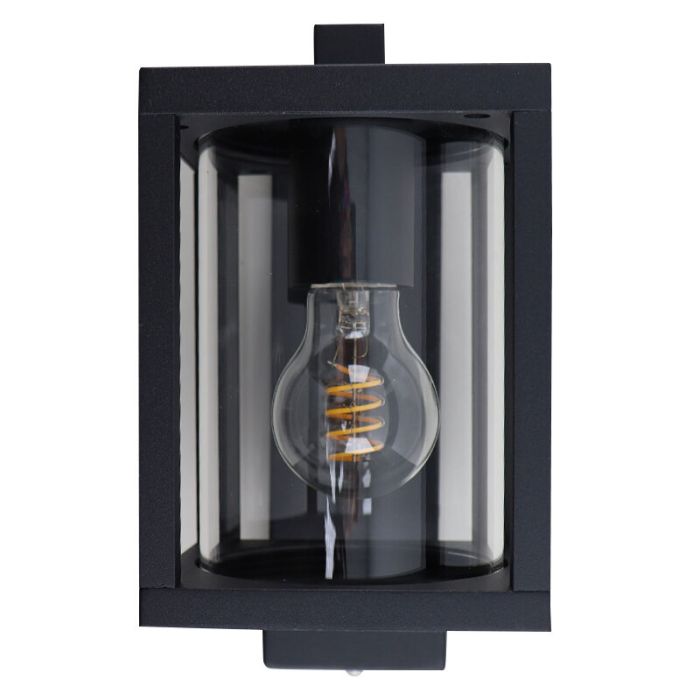 Aplique exterior con sensor crepuscular negro moderno, Amalie, IP54