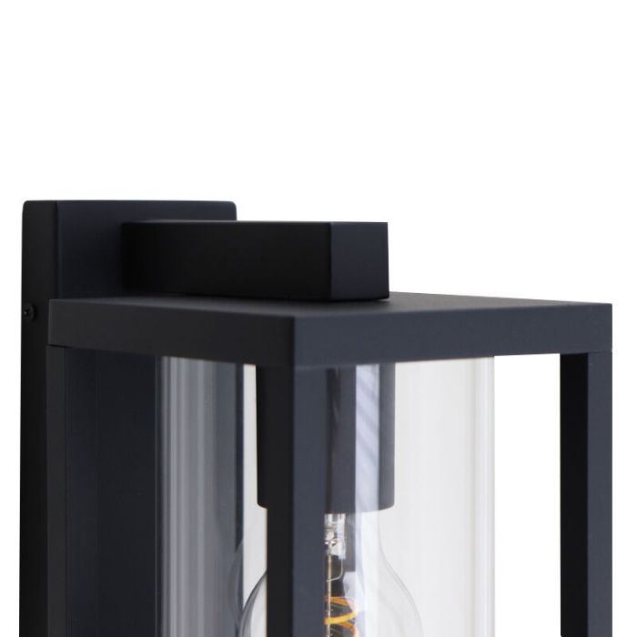 Aplique exterior con sensor crepuscular negro moderno, Amalie, IP54
