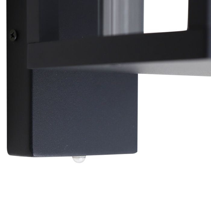 Aplique exterior con sensor crepuscular negro moderno, Amalie, IP54
