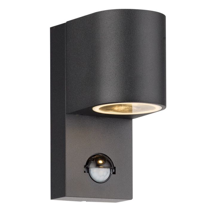 Aplique exterior con sensor de movimiento negro moderno, Corina, IP54