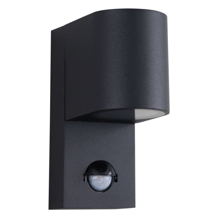 Aplique exterior con sensor de movimiento negro moderno, Corina, IP54
