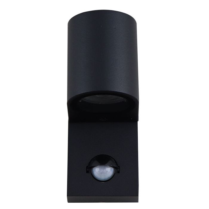 Aplique exterior con sensor de movimiento negro moderno, Corina, IP54