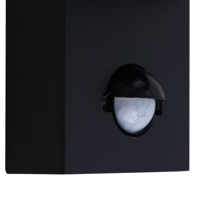 Aplique exterior con sensor de movimiento negro moderno, Corina, IP54