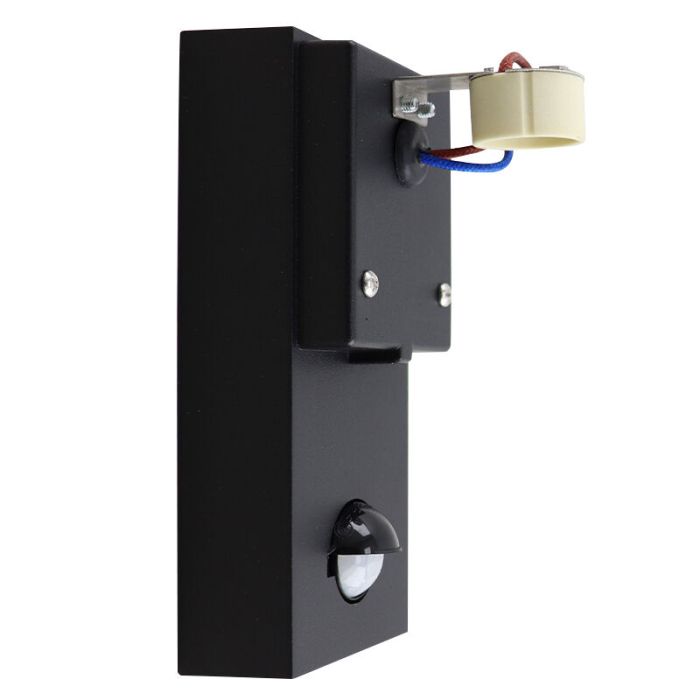 Aplique exterior con sensor de movimiento negro moderno, Corina, IP54