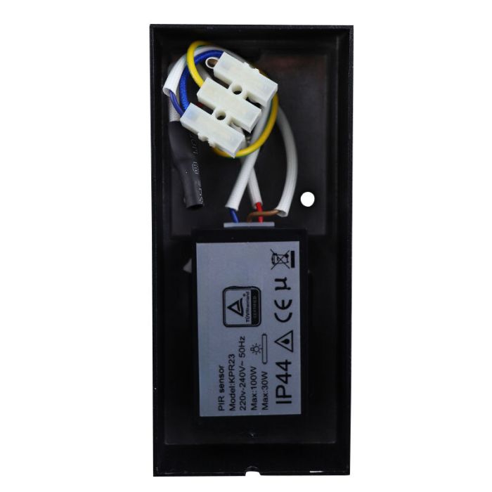 Aplique exterior con sensor de movimiento negro moderno, Corina, IP54