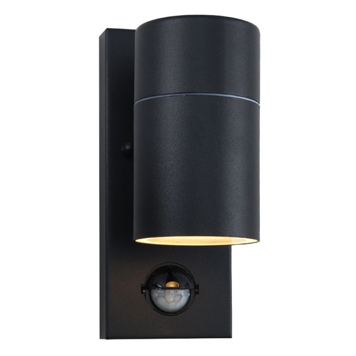 Aplique exterior con sensor de movimiento negro moderno, Pedro, IP44