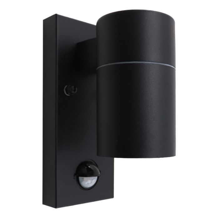 Aplique exterior con sensor de movimiento negro moderno, Pedro, IP44