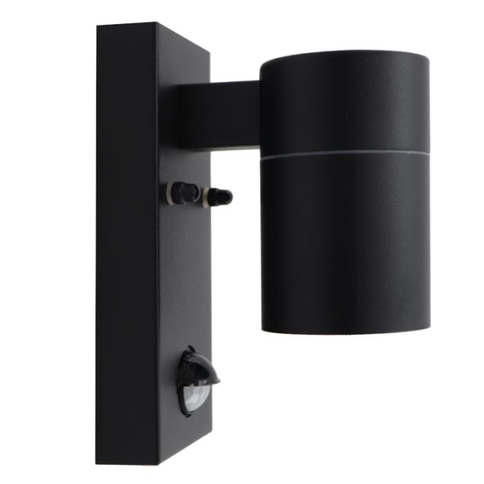 Aplique exterior con sensor de movimiento negro moderno, Pedro, IP44