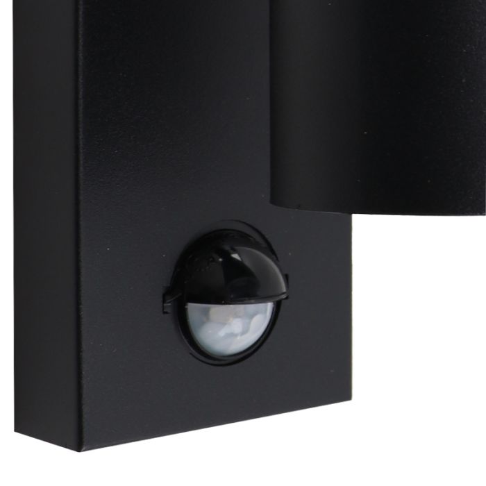 Aplique exterior con sensor de movimiento negro moderno, Pedro, IP44