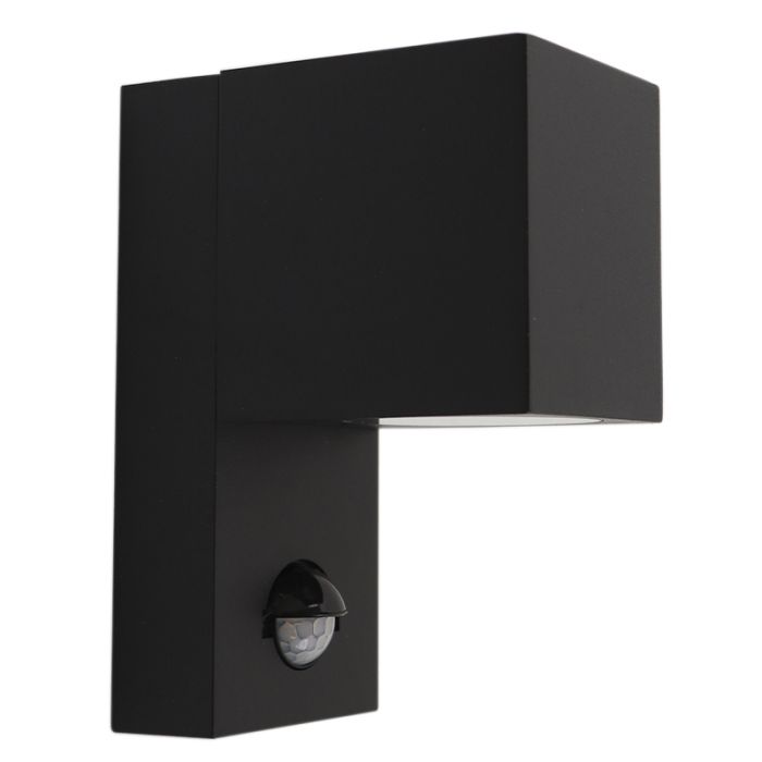 Aplique exterior con sensor de movimiento negro moderno, Corella, IP54