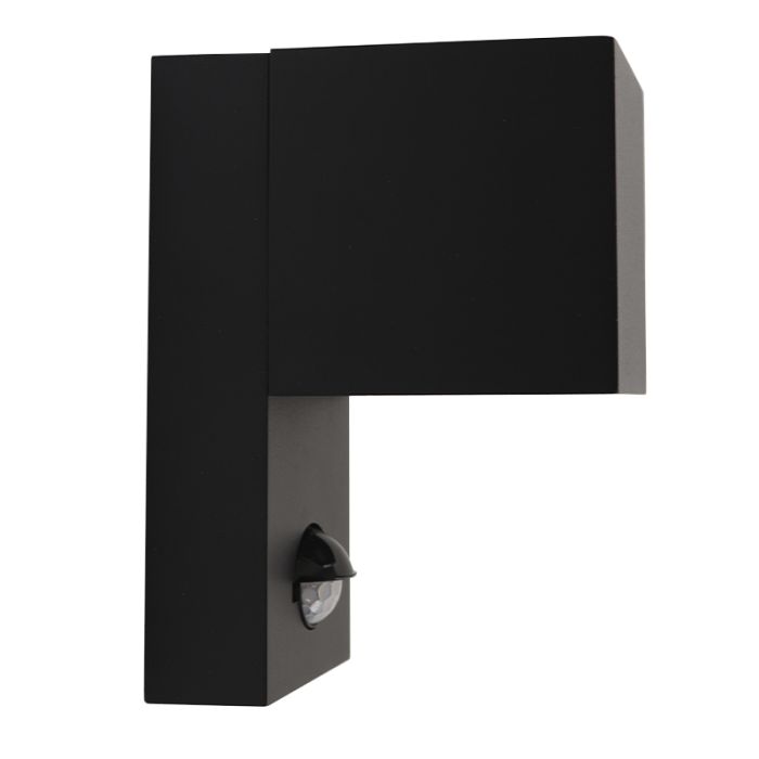 Aplique exterior con sensor de movimiento negro moderno, Corella, IP54