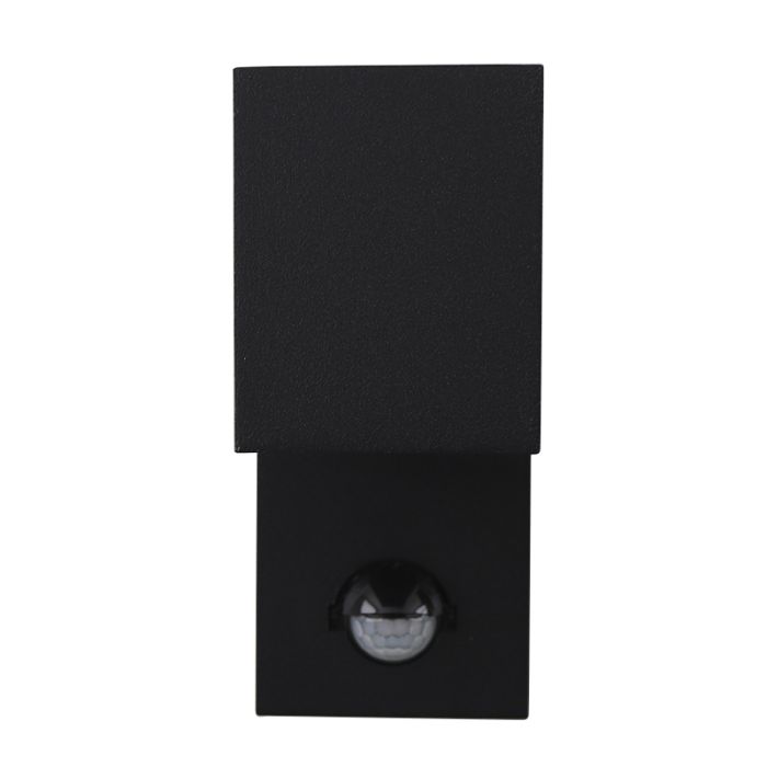 Aplique exterior con sensor de movimiento negro moderno, Corella, IP54