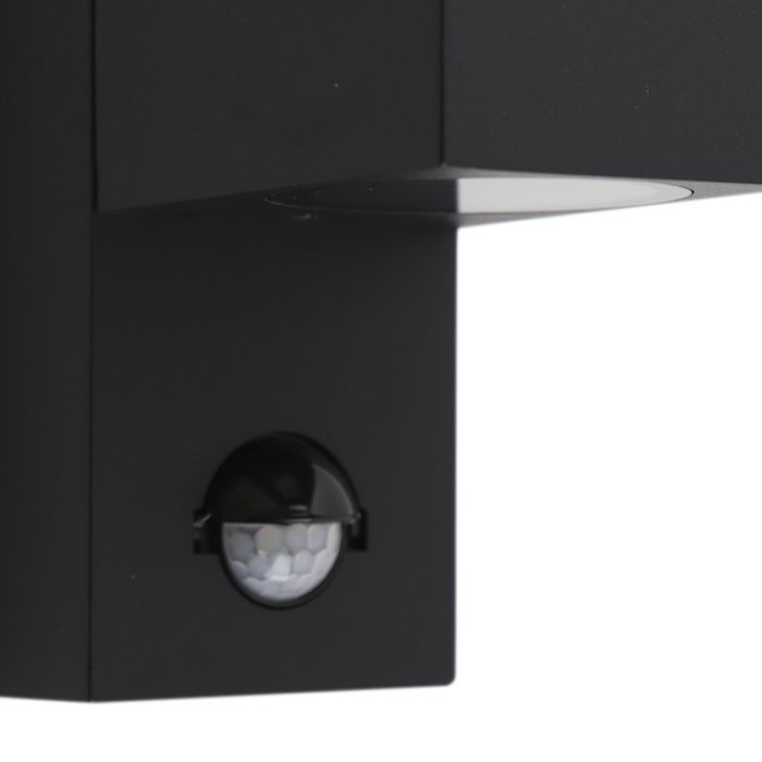 Aplique exterior con sensor de movimiento negro moderno, Corella, IP54