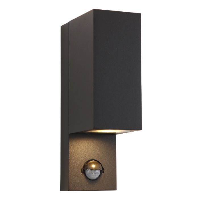 Aplique exterior con sensor de movimiento negro moderno, Corella, IP54