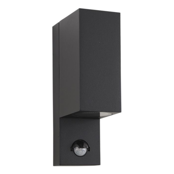 Aplique exterior con sensor de movimiento negro moderno, Corella, IP54