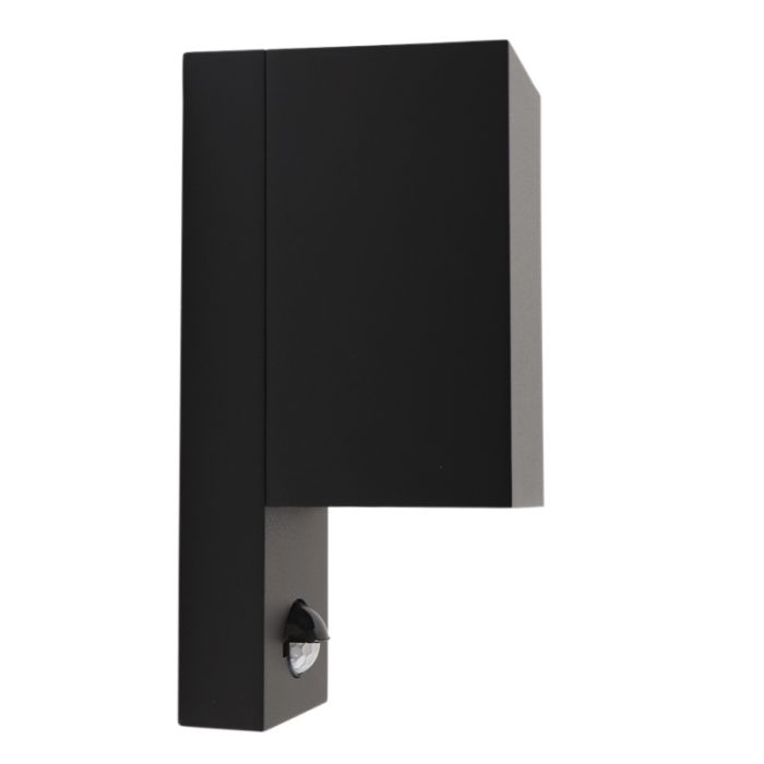 Aplique exterior con sensor de movimiento negro moderno, Corella, IP54