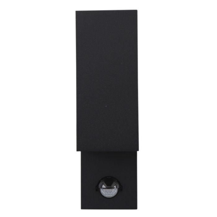 Aplique exterior con sensor de movimiento negro moderno, Corella, IP54