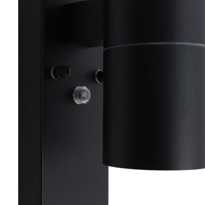 Aplique exterior con sensor crepuscular negro moderno, Pedro, IP44
