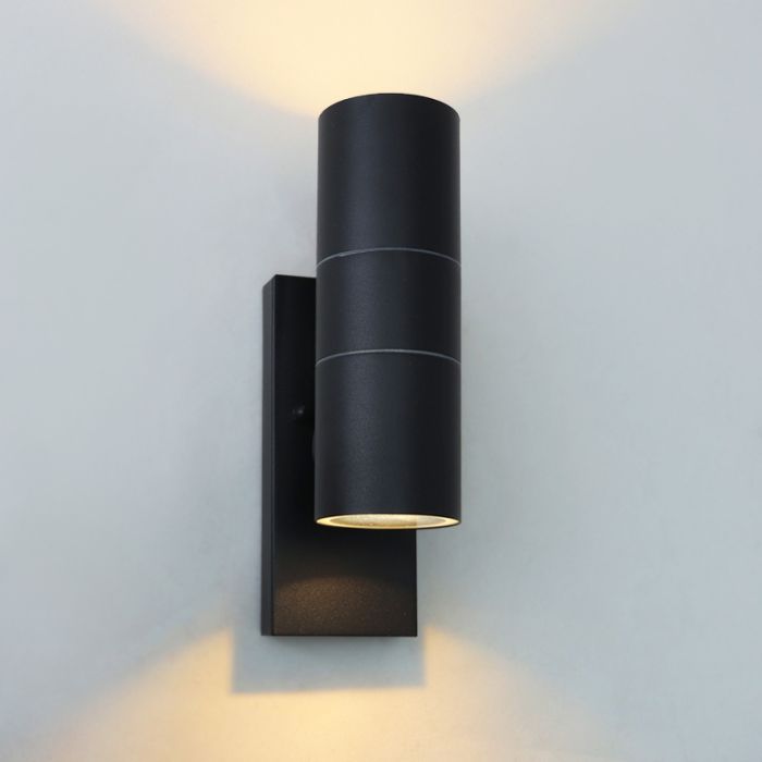 Aplique exterior con sensor crepuscular negro moderno, Pedro, IP44