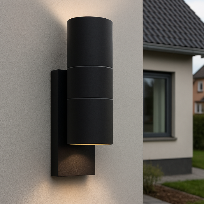 Aplique exterior con sensor crepuscular negro moderno, Pedro, IP44