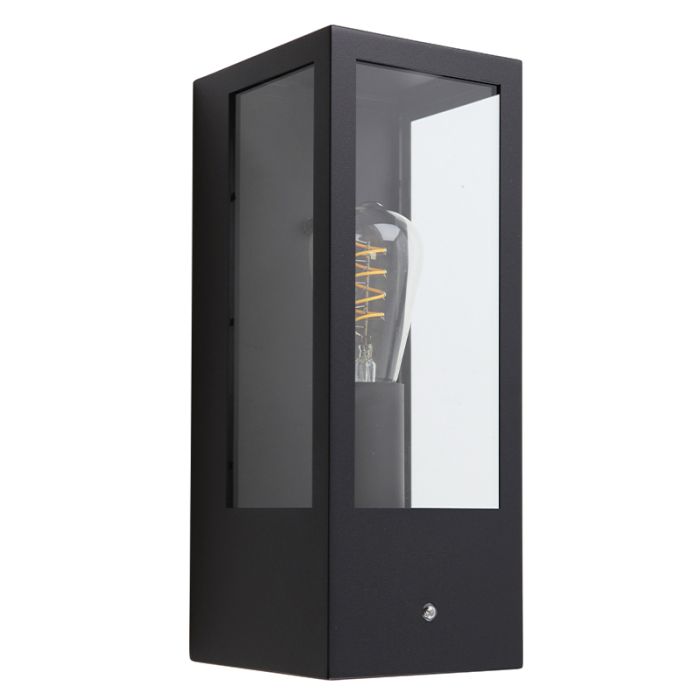 Aplique exterior con sensor crepuscular negro moderno, Senne, IP44