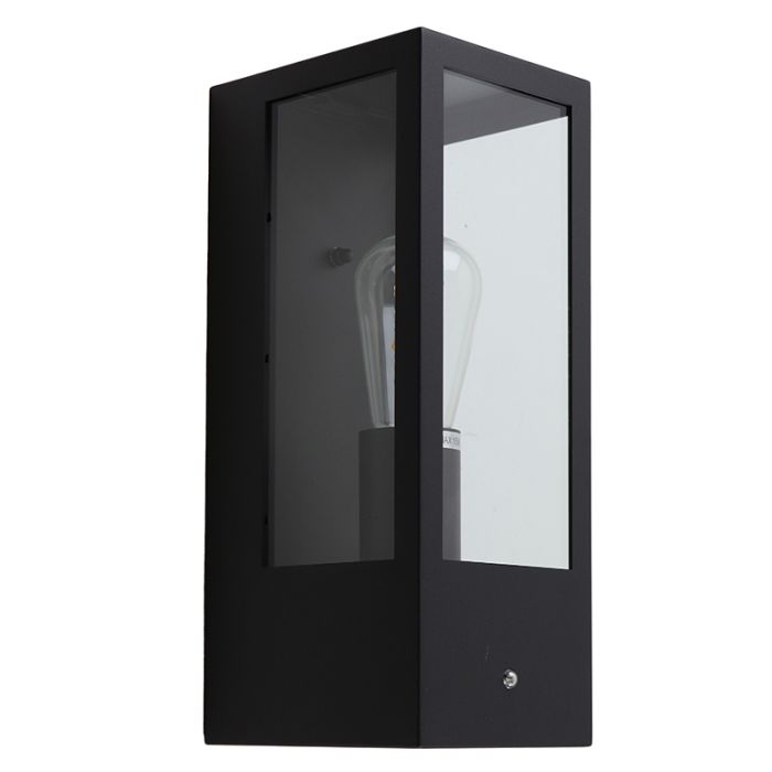 Aplique exterior con sensor crepuscular negro moderno, Senne, IP44