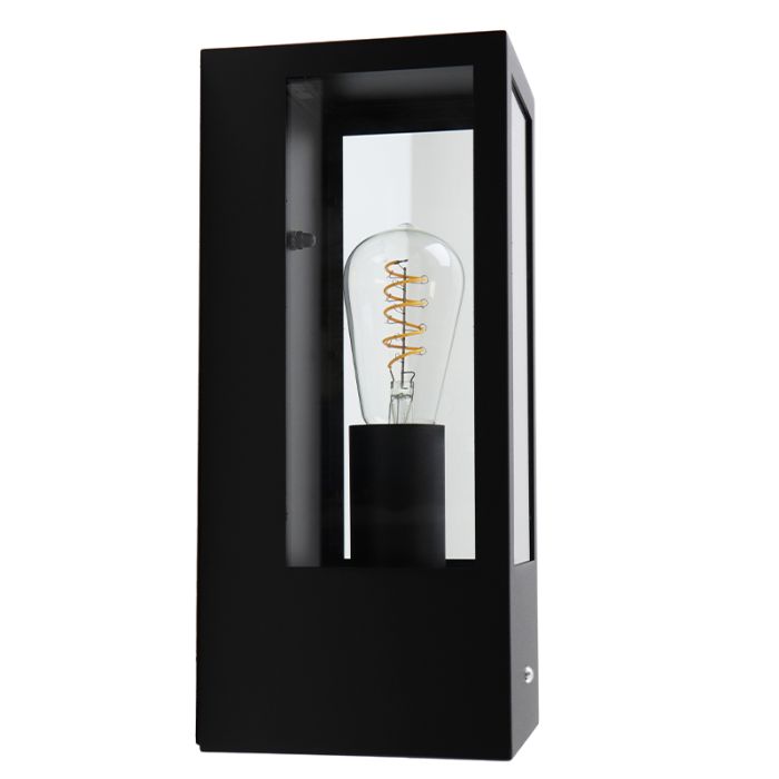 Aplique exterior con sensor crepuscular negro moderno, Senne, IP44