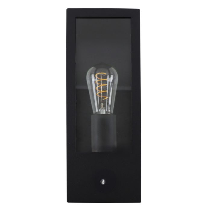 Aplique exterior con sensor crepuscular negro moderno, Senne, IP44