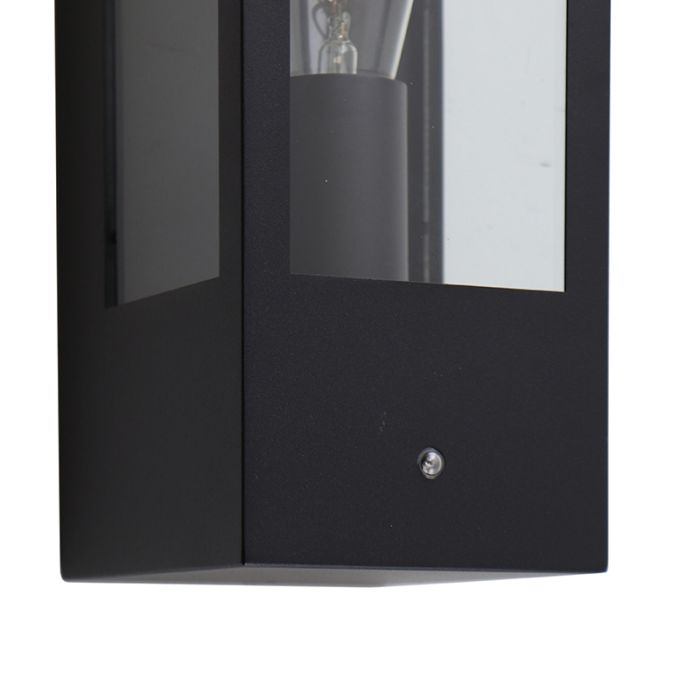 Aplique exterior con sensor crepuscular negro moderno, Senne, IP44