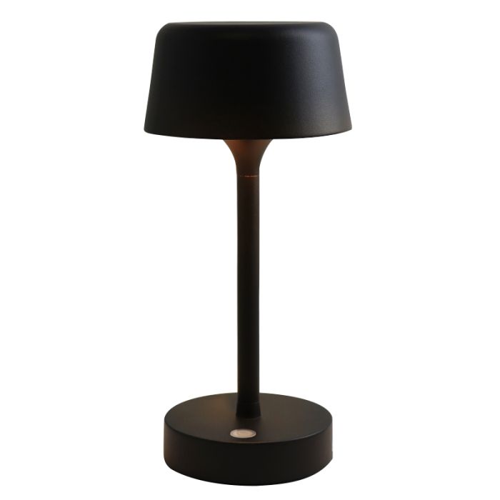 Lámpara de mesa exterior negra moderna, Emily, 3W, 3000K LED, IP44, regulable en 3 pasos