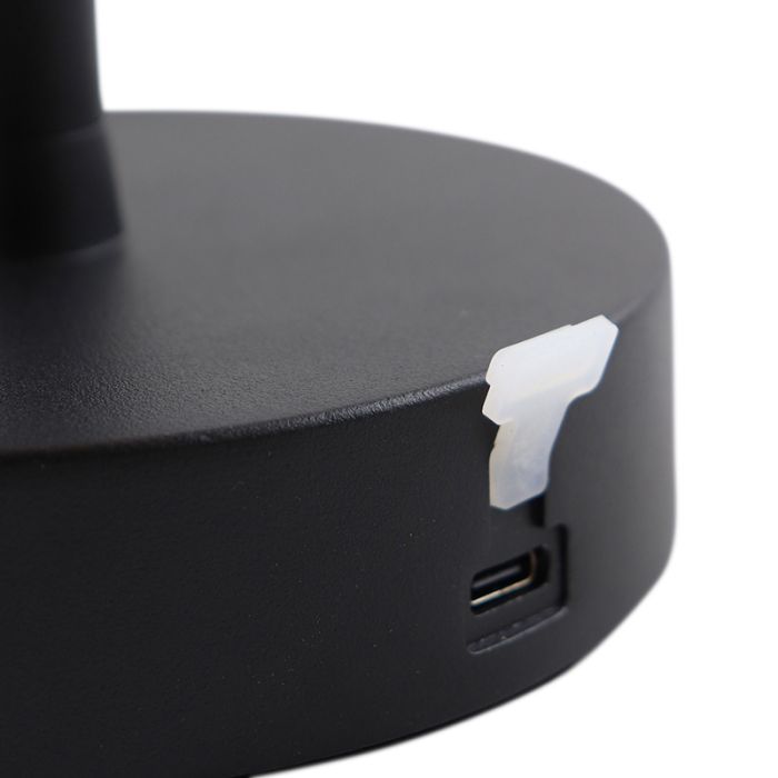 Lámpara de mesa exterior negra moderna, Emily, 3W, 3000K LED, IP44, regulable en 3 pasos