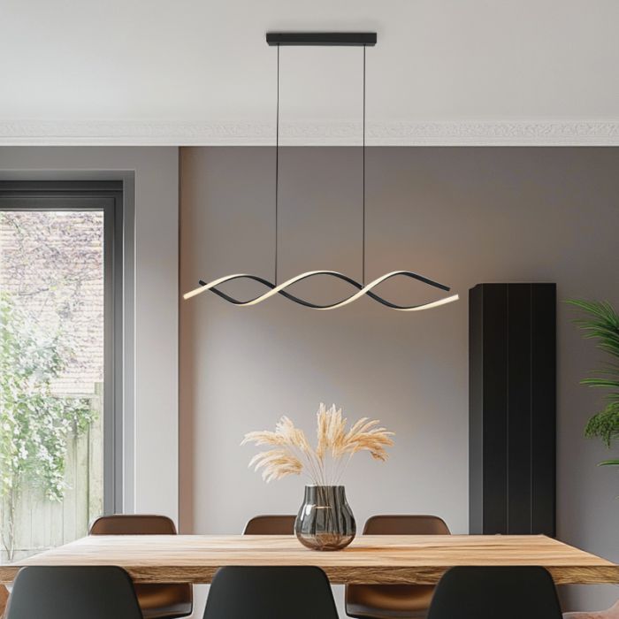 Lámpara colgante negra diseño, Kuno, 45W, 3000K LED, regulable en 3 pasos