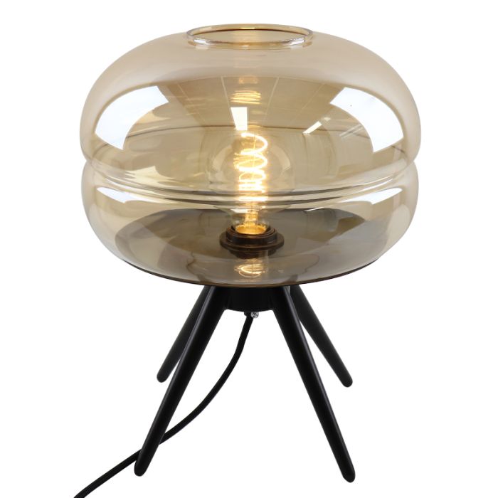 Lámpara de mesa ámbar retro, Sean, con interruptor