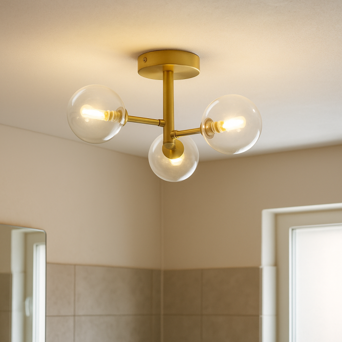 Lámpara de techo baño dorada moderna, Amer, IP44
