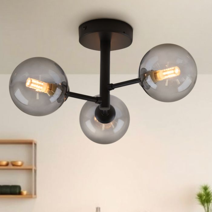 Lámpara de techo baño negra moderna, Amer, IP44