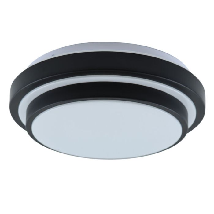 Lámpara de techo baño negra moderna, Jaro, 12W, 3000K LED, IP44