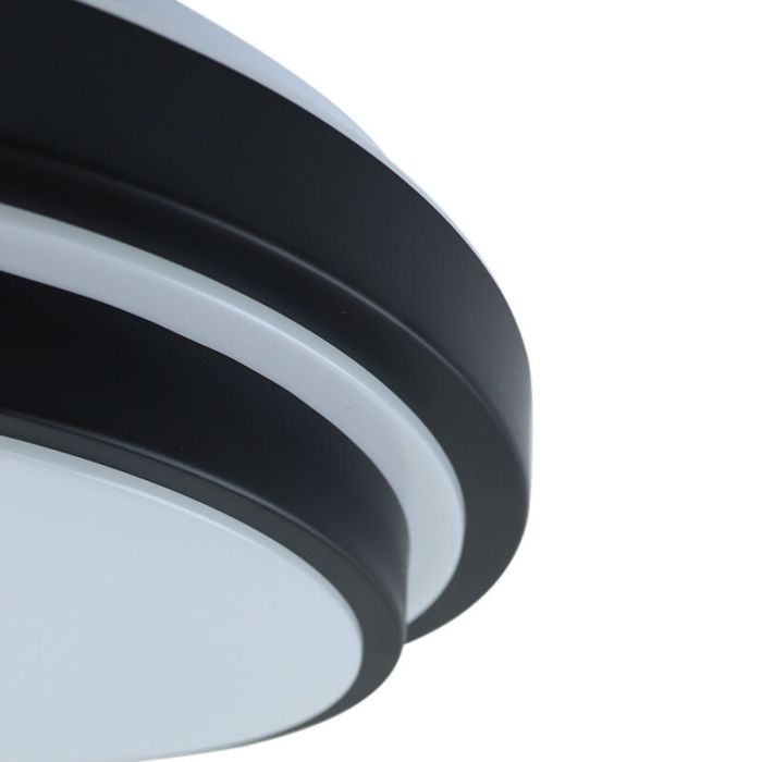 Lámpara de techo baño negra moderna, Jaro, 12W, 3000K LED, IP44