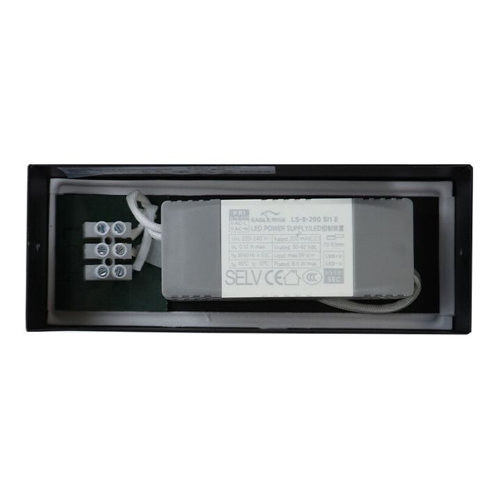 Espejo con luces negro moderno, Steffy, 8W, 3000K LED, IP44