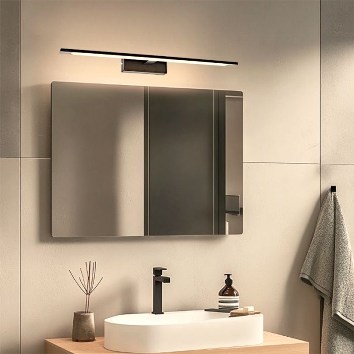 Espejo con luces negro moderno, Steffy, 8W, 3000K LED, IP44