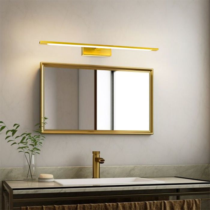 Espejo con luces dorado moderno, Steffy, 8W, 3000K LED, IP44