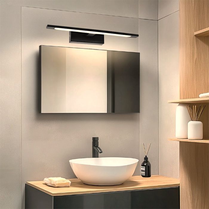 Espejo con luces negro moderno, Steffy, 6W, 3000K LED, IP44