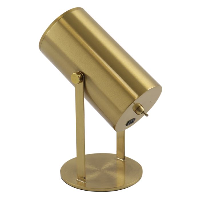 Lámpara de mesa recargable latón moderna, Elko, 2W, 3000K LED, con interruptor