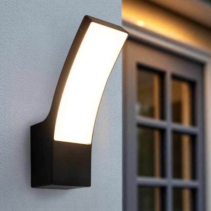 Lámpara exterior negra moderna, Manel, 12W, 3000K LED, IP44