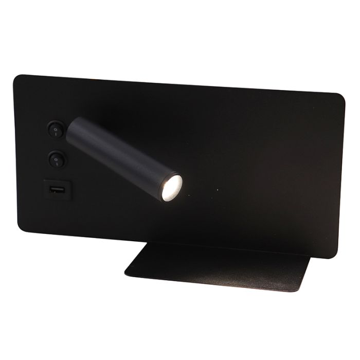 Aplique negro moderno, Stanley, 10W, 4000K LED, con interruptor